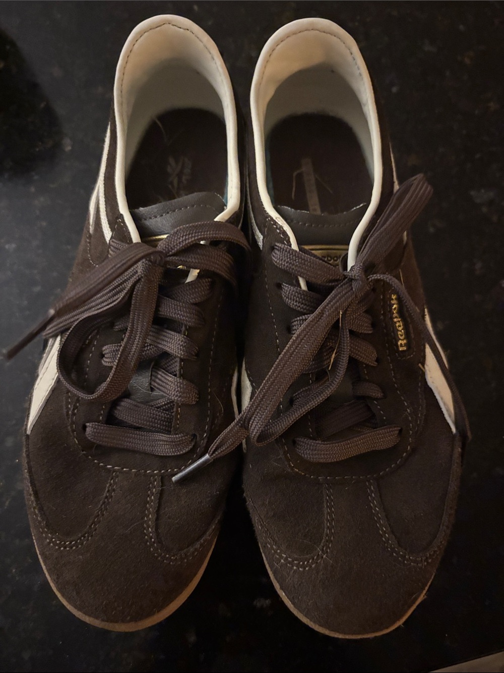 Reebok Brown Suede Low-Top Sneakers with White Stripe